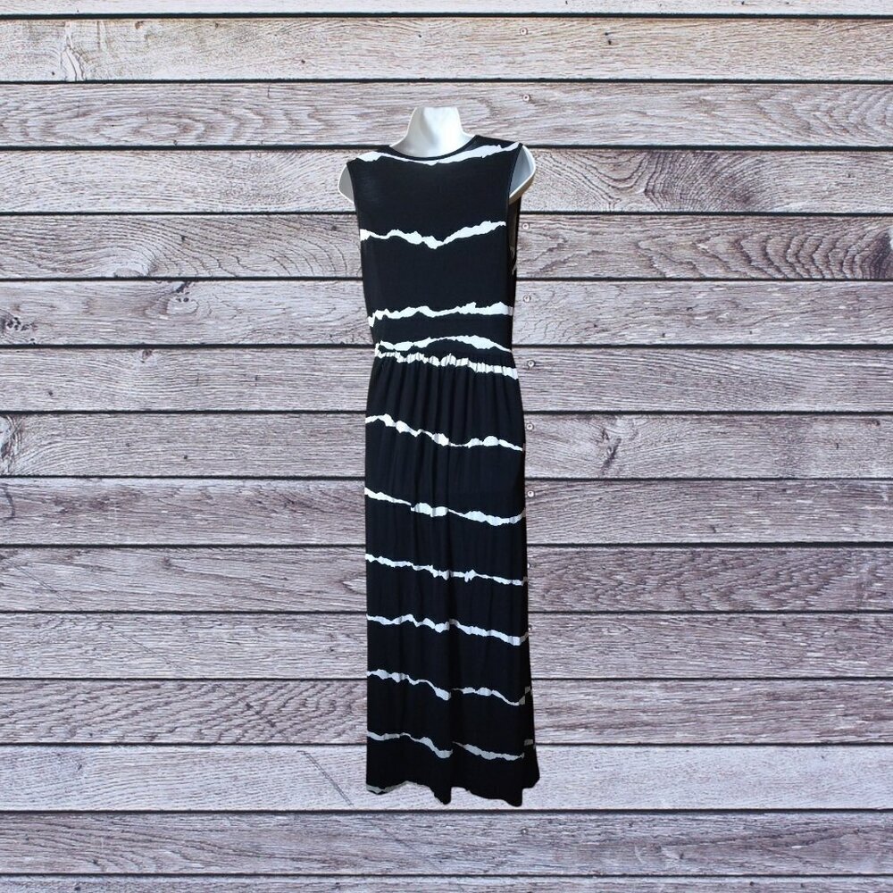 Women's XL? Faux Wrap Sleeveless Striped Tie Dye Maxi Dress Empire Waist READ - Picture 5 of 6